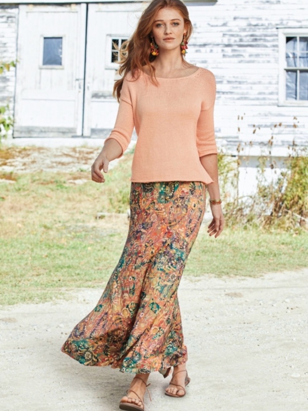 Sweater Peruvian Connection Sojourner Soft Knit - Pink/Peach